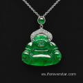 18K Gold White Green Green Jadeite Buddha Buddha